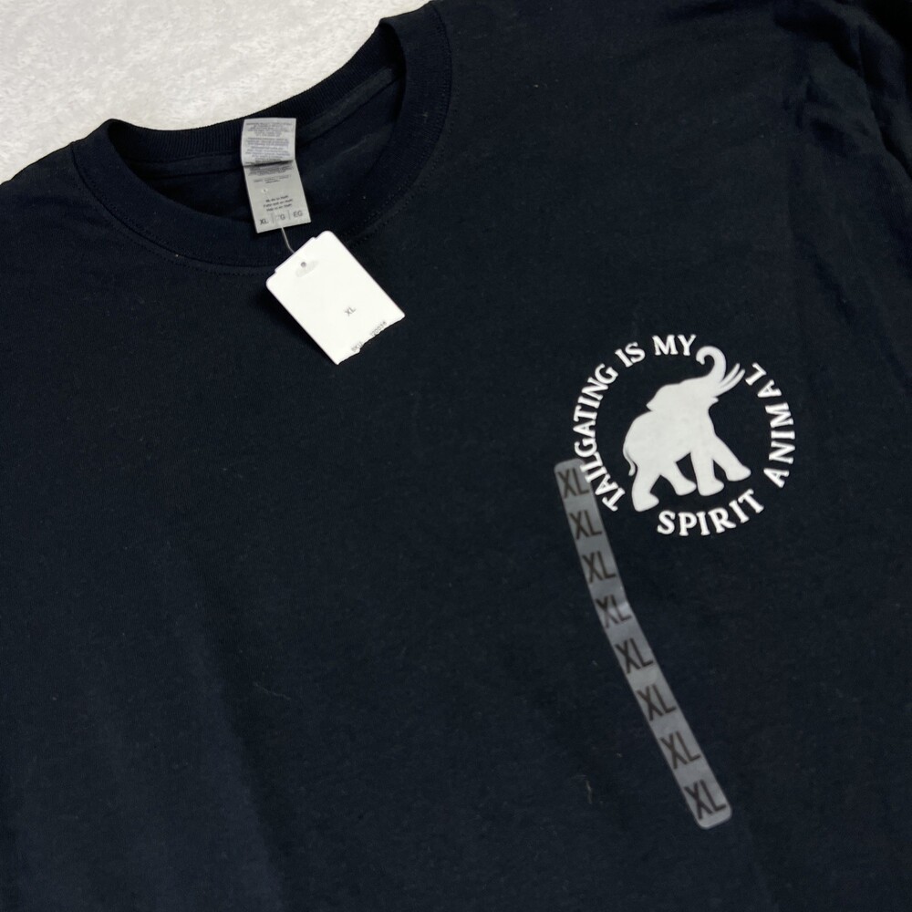 “Tailgating Is My Spirit Animal” Gildan Long Sleeve T-Shirt Men XL Black NWT
